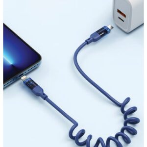 Cáp bán trong suốt Pisen TPU Spring USB Cto Lightning , lò xo - 1200mm - Model : QC-TC09-1200