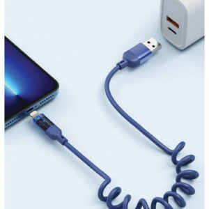 Cáp bán trong suốt Pisen TPU Spring USB A to Lightning , lò xo - 1200mm - Model : QC-AL07-1200