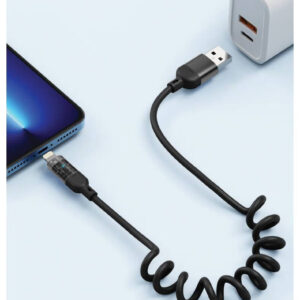 Cáp bán trong suốt Pisen TPU Spring USB A to Lightning , lò xo - 1200mm - Model : QC-AL07-1200