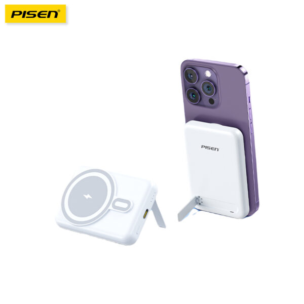 Sạc dự phòng PISEN quick Wireless Magsafe PD238C-1 10000mAh 20W, kèm giá đỡ, model : LS-DY191
