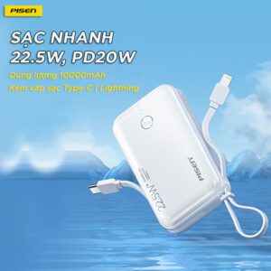 Sạc dự phòng PISEN QUICK Power Link (Lightning & Type-C) 10000mAh 22.5W - Model: TS-D333