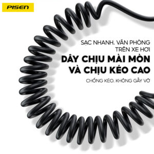 Cáp bán trong suốt Pisen TPU Spring USB Cto Lightning , lò xo - 1200mm - Model : QC-TC09-1200