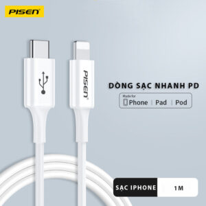 Cáp PISEN QUICK -Mr White Lightning USB-C 1m, trắng - Global. Model: CL-PD-1000(GLB)