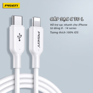 Cáp PISEN QUICK -Mr White Lightning USB-C 1m, trắng - Global. Model: CL-PD-1000(GLB)