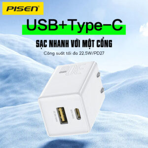 Sạc PISEN QUICK 30W 1C1A GaN Smart Fast. Model : TS-C185