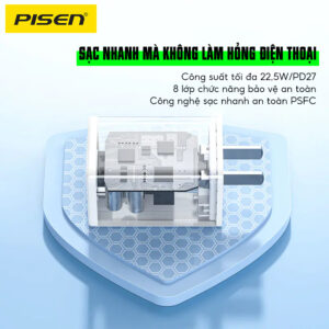 Sạc PISEN QUICK 30W 1C1A GaN Smart Fast. Model : TS-C185