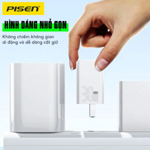 Sạc PISEN QUICK 30W 1C1A GaN Smart Fast. Model : TS-C185