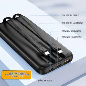 Sạc dự phòng PISEN QUICK Powerlink Showing 22.5W 10000mAh (L & C)