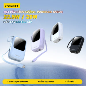 Sạc dự phòng PISEN Quick PowerLink Color 22.5W 10000mAh , Model : TP-D153