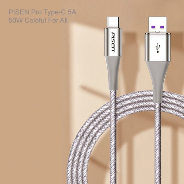 Cáp sạc Pisen Pro Type-C 5A, 50W Coloful - fully compatible - For All - ( LS-TC09-2000 )