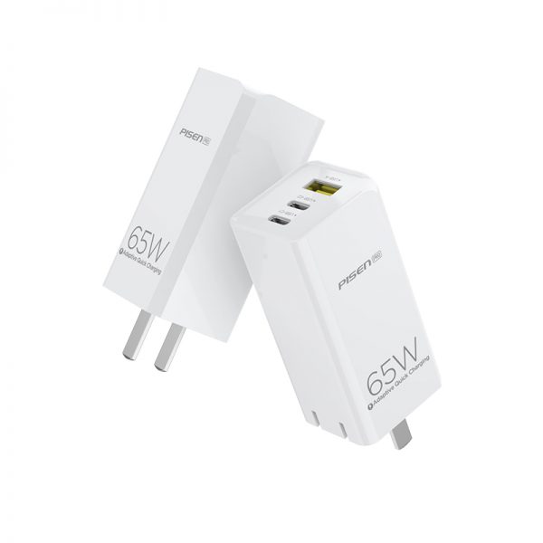 Sạc Pisen Pro GaN 65W ( 2x PD , 1x QC4.0 ) - 3 cổng sạc Smart
