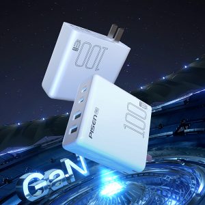 Sạc Pisen Gan 100W kèm cáp sạc nhanh Type to Lightning